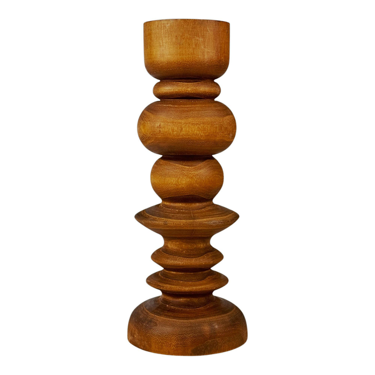 PORTAVELAS DE MADERA 13X13X34C