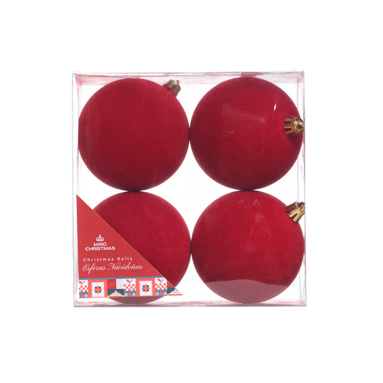 JGO 4 ESFERAS 8CM FELPA CAJA ROJO