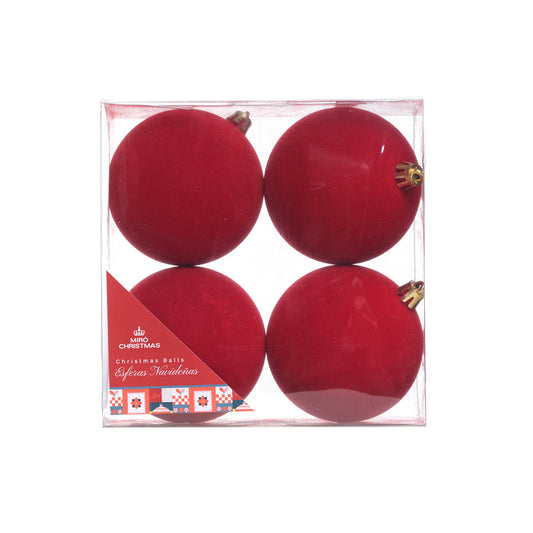 JGO 4 ESFERAS 8CM FELPA CAJA ROJO