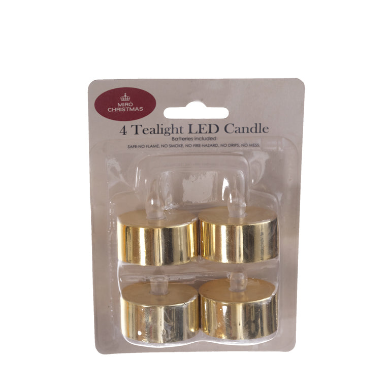 JGO 4 VELAS LED 13.5CM DORADO