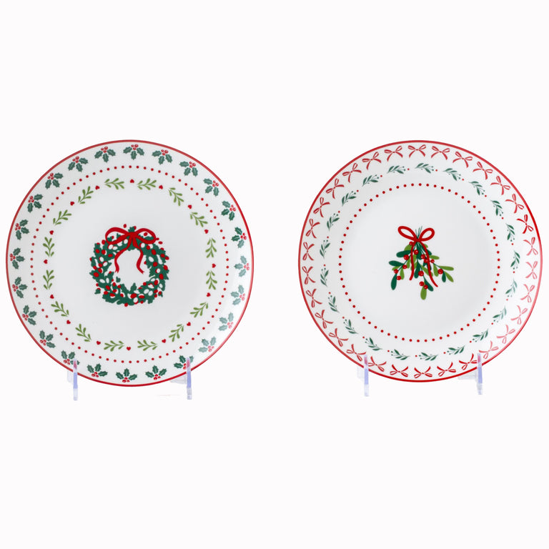 PLATO NAVIDENO 20.3CM BLAN-ROJO SR2