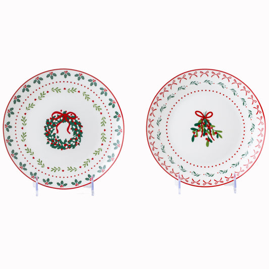 PLATO NAVIDENO 20.3CM BLAN-ROJO SR2