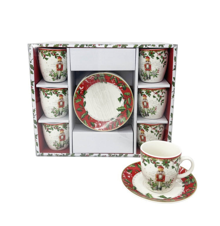 JGO 6 TAZAS 80ML C-6 PLATOS ROJ-VER